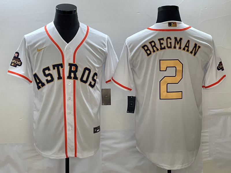 Men's Houston Astros Alex Bregman Nike White/Gold 2023 Gold Collection Jersey